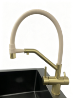 Robinet de cuisine moderne en acier inoxydable à montage sur plan, avec filtre purificateur 3-en-1 en céramique, mitigeur rotatif à 360°, pour usage hôtelier