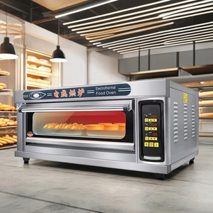 Horno eléctrico de doble cubierta semiautomático de acero inoxidable al por mayor de fábrica, horno comercial para panadería y pizza, uso en restaurante, tostado - Product Image 2