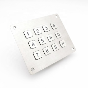 IP65 LED <span class=keywords><strong>Backlit</strong></span> <span class=keywords><strong>12</strong></span>-Key ma trận Bàn phím kim loại thép không gỉ bạc CE/FCC/ISO9001 chứng nhận kiosk Máy bán hàng tự động - Product Image 4