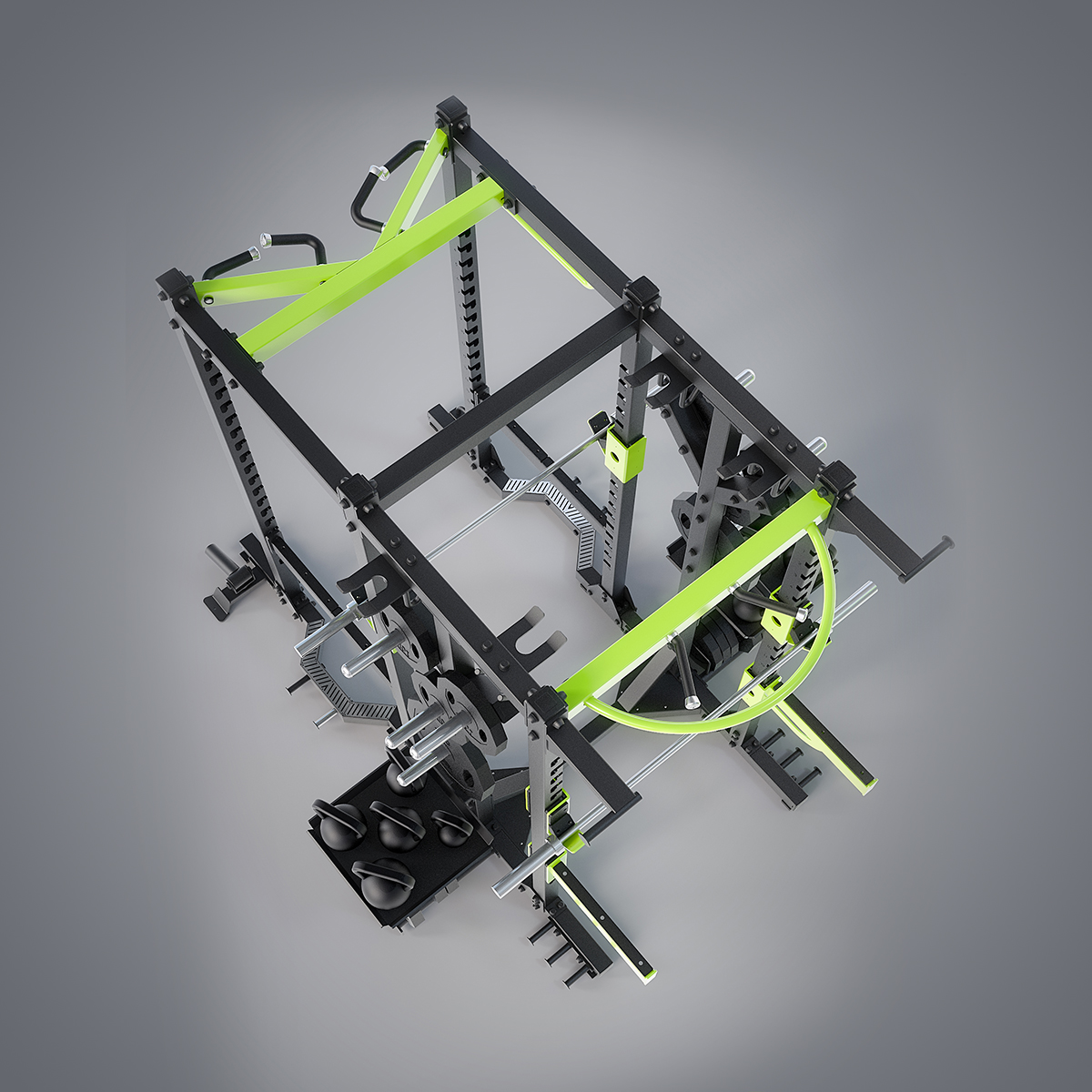 ラットプルダウンマルチスミスマシン付きパワーラックレッグプレス