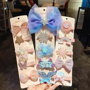 Korean Fashion New Design Kids Hair Accessories Set Cute Girls Baby Fruit Flower Decoration Fabric Bow Hair Clip Set