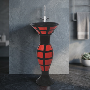 Lavabo de Pedestal Rectangular de Cerámica Tipo Twyford, Brillante y Fácil de Limpiar, para Baño - Product Image 4