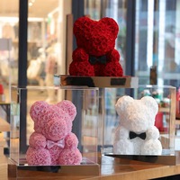 Beruang Mawar Abadi 500-520 Mawar Beruang Teddy Patung Bunga Mewah Bunga Awet Yunnan Hadiah Premium Hari Valentine Pernikahan