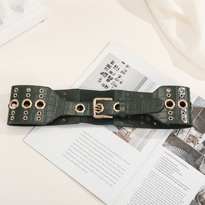 Nouvelle <span class=keywords><strong>ceinture</strong></span> large pour <span class=keywords><strong>femme</strong></span> <span class=keywords><strong>2022</strong></span>, <span class=keywords><strong>tendance</strong></span>, avec rivets décoratifs, <span class=keywords><strong>ceinture</strong></span> élastique pour manteau, <span class=keywords><strong>ceinture</strong></span> de contrôle de la taille extensible et élégante, en cuivre - Product Image 4