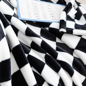Vente chaude, couverture en flanelle épaisse à carreaux, velours de lait 100% polyester, draps de sieste, châle, noir/khaki, quatre saisons - Product Image 3