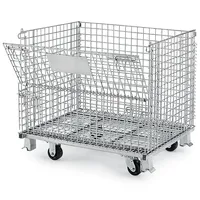 DONGJIAN Conteneurs en treillis métallique pliables empilables de stockage industriel Cage à palettes pliable avec roues ou séparateurs pour l'automobile