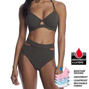 Parte inferior de <span class=keywords><strong>Bikini</strong></span> de cintura <span class=keywords><strong>alta</strong></span> para mujer a prueba de fugas Menstrual suave elástico Mujer período <span class=keywords><strong>Bikini</strong></span> parte inferior Anti-UV traje de baño - Product Image 3