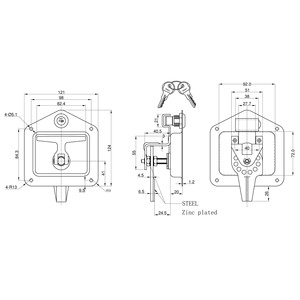 T-Face <b>Box</b> <b>Lock</b> 91247 72mm Depth Keyed Entry <b>For</b> Toolboxes Cars Polished Stainless Steel - Product Image 1