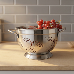 Passoire à cerises allemande en acier inoxydable avec double poignée - Écologique, compatible lave-vaisselle, 26 ou 30 cm - Product Image 2
