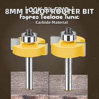OEM Fraise à faceuse CNC pour le travail du bois, queue de 8 mm, profil en T, à dents en carbure, 2 cannelures, 60HRC, pour fraisage en montée, largeur de coupe 3-16 mm