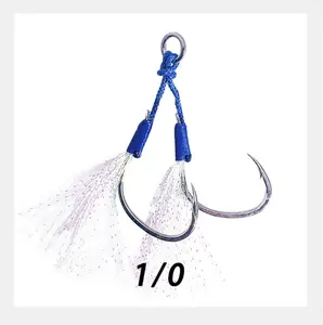 1/0 2/0 3/0 4/0 2 pairs/bag binding blue iron plate hook bright wire high carbon steel sea fishing slow swing barbed double hook