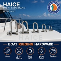 Manille à vis en acier inoxydable 316 marine FORGÉE LONGUE DEE 8 mm (5/16 pouce) pour gréement de bateau, yacht, accessoires de bateau