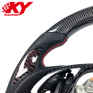 Volante deportivo de carreras personalizado de fibra de carbono y cuero negro para Infiniti G37 G25 G35 Q50 Q60 G37X EX35 EX37 - Product Image 2