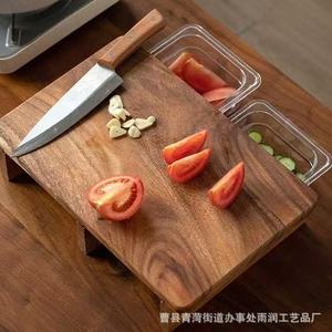 Tabla de Cortar de Madera de Acacia con Cajones, Rectangular, Antibacteriana, Resistente al Moho, para Cocina - Product Image 4