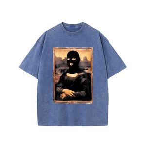 Camiseta Retro de algodón puro lavado con ácido para hombre High Street Hip Hop Camiseta de manga corta de gran tamaño de alta calidad Fábrica de diseño - Product Image 5