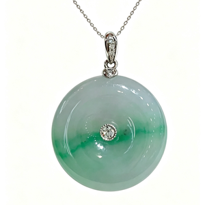 Pendentif en jadéite naturelle du Myanmar, jadéite de qualité A avec incrustation en or 18 carats, breloque bouton apaisant, cadeau de luxe pour femme, vente en gros - Product Image 2