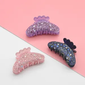 Wholesale 2021 New Women Fashion Crystal Rhinestone Hair Claw Accessories Diamond Acrylic Acetate Hair Clips For Girls