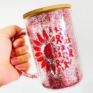 <b>Double</b> <b>Wall</b> Pre-Drilled Snowglobe <b>Mug</b> 9 11 15 Oz Sublimation Snow Globe Beer Glass Cup With Bottom Hole Plug for Glitter - Product Image 1