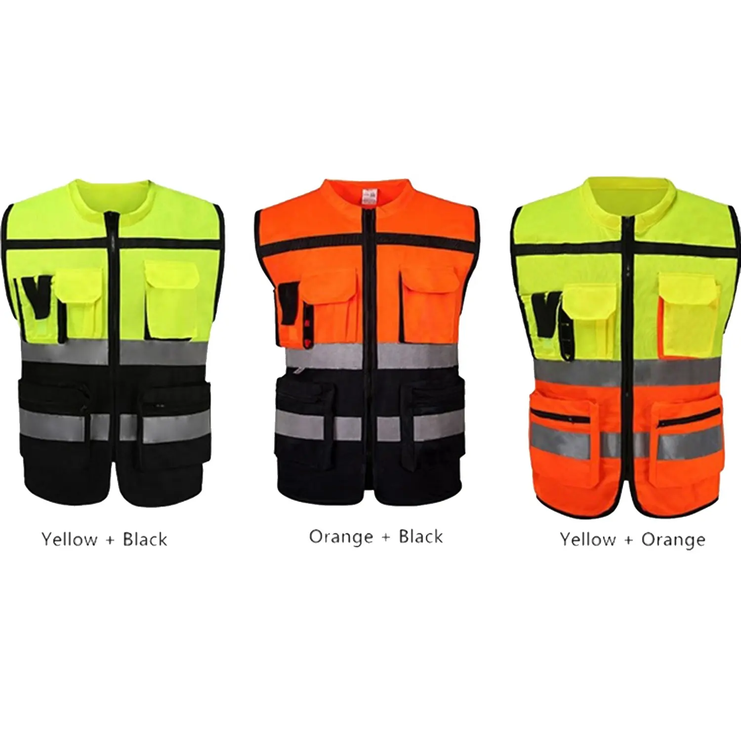 Blue security safety black Hi Vis giacche soccer training gilet di sicurezza per costruzioni ad alta visibilità con strisce riflettenti