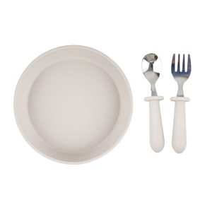 Assiette à dîner en silicone pour enfants, avec fourchette et cuillère, couleur Rose, pour enfants de 1 à 2 ans, vaisselle de table, Style Simple - Product Image 3