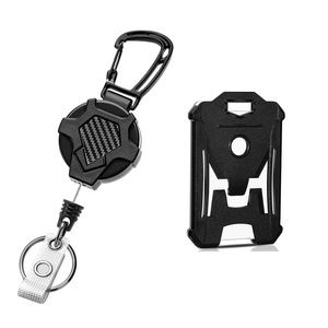 Porte-clés en fil d'acier recouvert avec boucle à texture diamantée, ouverture facile, version verticale PC, ensemble porte-cartes pour le camping - Product Image 1