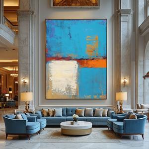 Peinture à l'huile abstraite texturée contemporaine, art sur toile fait main pour la décoration de chambre d'hôtel de luxe - Product Image 3