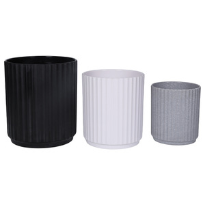 Scandinavian phong cách đơn giản thân thiện với môi PP nhựa Chậu hoa bắt chước gốm sọc dọc có sẵn kích cỡ khác nhau cho - Product Image 1