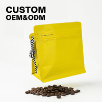Pochette à fond plat colorée en PE avec fermeture éclair pour emballage alimentaire, aliments pour animaux, grains de café, sachets de thé avec valve