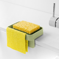 Porte-éponge en polypropylène vert avec ventouses 15x7.5cm Italie Fabriqué pour les éponges et les tampons à récurer