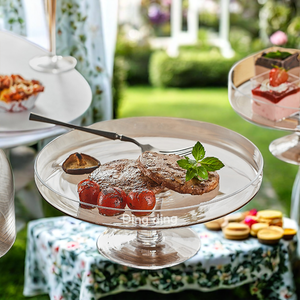 Alzata per torta in cristallo trasparente senza piombo alzata per torta in vetro trasparente soffiato a mano con cupola in cristallo - Product Image 2