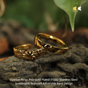 แหวนแฟชั่น ชุบทอง PVD สแตนเลสสตีล 316L ทนทาน ปรับขนาดได้ ดีไซน์สวยงาม - Product Image 3