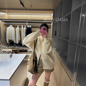 Casaco de outono e inverno estilo coreano com gola alta solta e textura granulada, um casaco de estilo descontraído com dupla camada. - Product Image 1