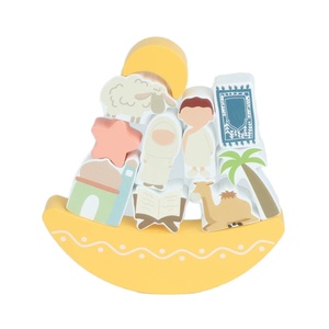 Hồi giáo Xếp Chồng Đồ chơi trẻ em phim hoạt hình xếp chồng khối vui vẻ bằng gỗ Cân bằng trò chơi cho vui Đồ chơi - Product Image 4