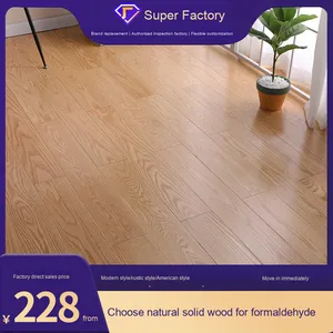 Mỹ Sồi Đỏ Sàn Gỗ Rắn Cho Nhà Trong Nhà Phòng Khách Hiện Đại Tự Nhiên Màu Xám Underfloor Sưởi Ấm Khóa Bấm Vào Hệ Thống - Product Image 2