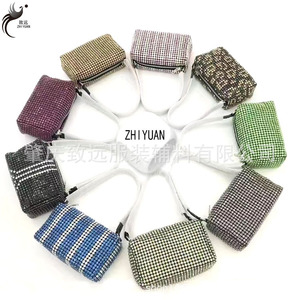 Zhiyuan Rhinestone Clutch <b>Bag</b> Horizontal Square Zipper <b>Sparkling</b> Evening Party <b>Bag</b> Summer 2024 - Product Image 1