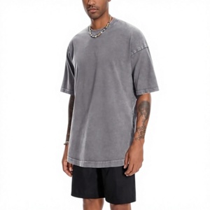 T-shirt Homme Col Rond 100% Coton 240 GSM Épais et Surdimensionné, Style Rétro Délavé à l'Acide, Écologique, Vente en Gros, Personnalisation OEM - Product Image 1