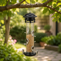 Mangeoire à oiseaux anti-écureuil, mangeoire pour oiseaux sauvages, capacité de 1,25 L, mangeoire suspendue avec 4 ports d'alimentation