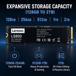 Lenovo M.2 NVMe PCIe 3.0 Internal SSD 128G 256G 512G 1TB 2TB โซลิดสเตทไดรฟ์สำหรับแล็ปท็อปโน้ตบุ๊คพีซี บูตเร็ว ทำงานออฟฟิศได้ - Product Image 4