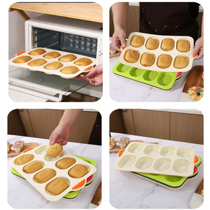 Poêle à baguette antiadhésive en silicone avec 8 perforations <span class=keywords><strong>de</strong></span> gouttière <span class=keywords><strong>Pain</strong></span> français <span class=keywords><strong>Jambon</strong></span> Burger Buns <span class=keywords><strong>Sandwich</strong></span> Rolls-Plats et casseroles <span class=keywords><strong>de</strong></span> cuisson - Product Image 4