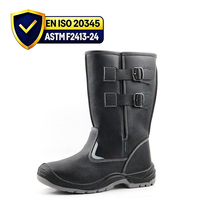 Sepatu Safety Kulit Sapi High Cut dengan Pelindung Baja Anti Selip Tahan Minyak dan Asam Sol Injeksi PU untuk Konstruksi dan Pekerjaan di Hutan