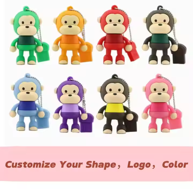 Retailer Promotions PVC Animal Keychain USB Flash Drive Pendrive Pen 4GB 8GB 16GB 32GB 64GB 256GB Capacities USB 2.0 Type-C