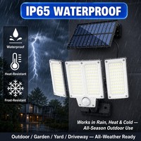 Lampe solaire à détecteur de mouvement 280 LED résistante aux intempéries, design rotatif à 3 têtes, éclairage large portée, lumière de sécurité pour terrasse