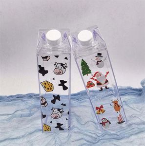 Portable Square Milk Carton Box Bottle Reusable Coffee Cup Clear <b>Plastic</b> Tumbler Direct <b>Drinking</b> Leak-Proof Dishwasher Safe - Product Image 4