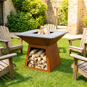 Barbecue électrique en acier Corten avec foyer, gril rectangulaire d'extérieur au charbon de bois <span class=keywords><strong>pour</strong></span> bois de chauffage - Product Image 1
