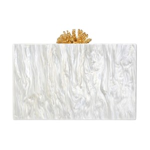 Women Tortoiseshell Acrylic Box Clutch Purse Hard Case Evening Handbag with <b>Gold</b> Coral Shape <b>for</b> <b>Wedding</b> Cocktail Prom Party - Product Image 4