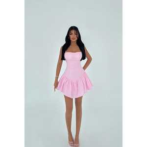 Vestido Rosa Elegante de Estilo Vintage Tatiana, Talla XL/XS, Alta Proporción de Viscosa y Elastano, Largo hasta la Rodilla, Cuello Caído, para Club, Fiesta, Otoño - Product Image 2