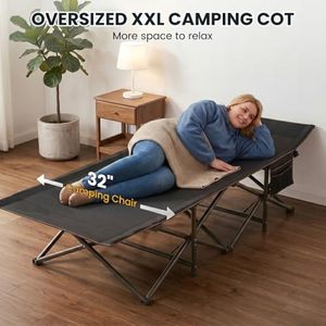 Tempat Tidur Lipat Portabel, Ranjang Lipat untuk Berkemah, Ranjang Lipat Dua Lapis Bahan Oxford, Tempat Tidur Perjalanan Portabel untuk Rumah, Kantor, Tidur Siang, dan Pantai Luar Ruangan - Product Image 2