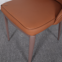 Foshan Mid Century Dinning Chair Chaises De Salle A Manger Pieds en acier inoxydable Chaise de salle à manger moderne en cuir PU marron de luxe