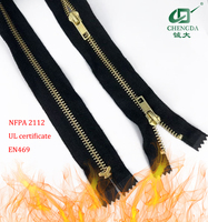 Fermeture éclair en métal ignifuge NFPA à double sens, fermeture éclair Nomex ignifuge en aramide avec certification UL EN469 pour combinaison de pompier et vêtements de travail de sécurité