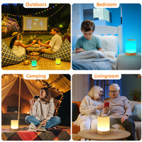 Veilleuse LED tactile intelligente, grain de bois coloré, rechargeable, minuterie, lampe de chevet, lampe de table pour extérieur, intérieur, camping